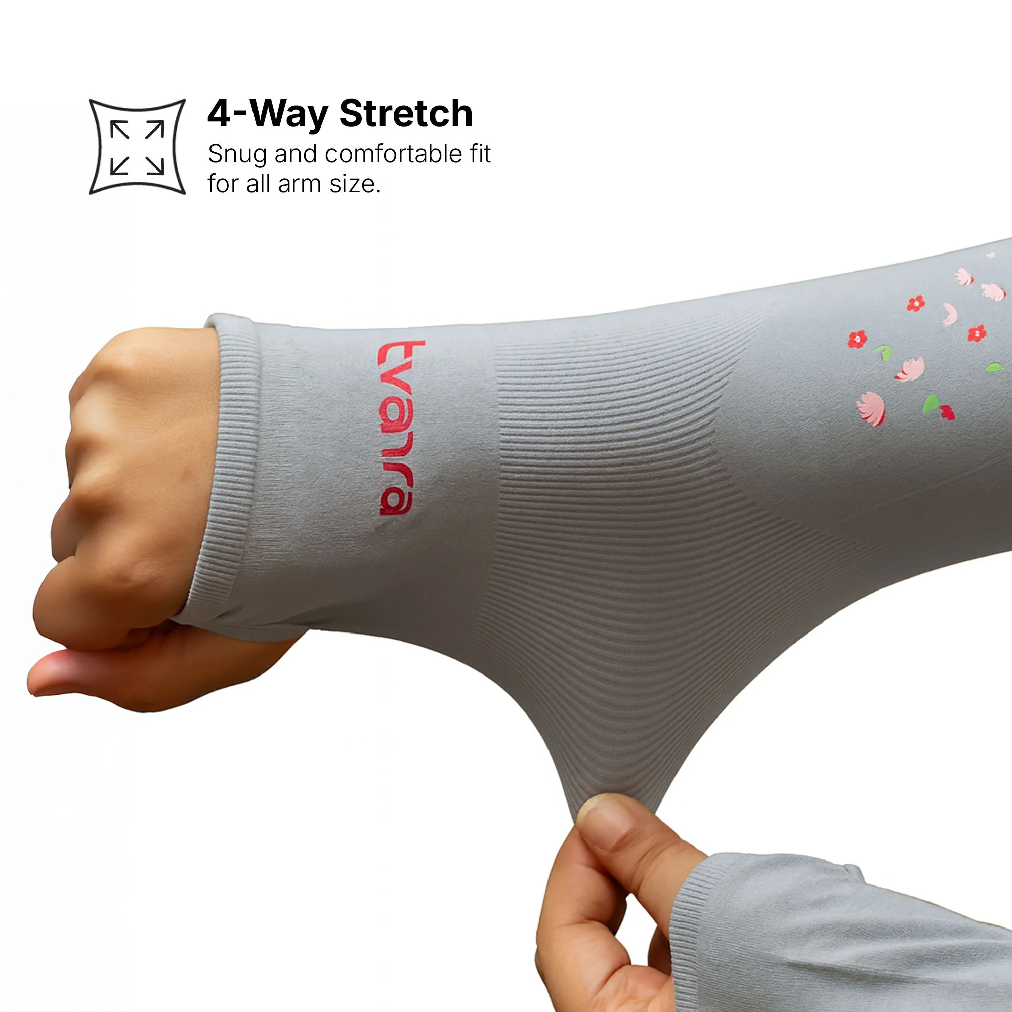 Hand Sleeves For Women | Petals Arm Sleeves - Grey - Image 4