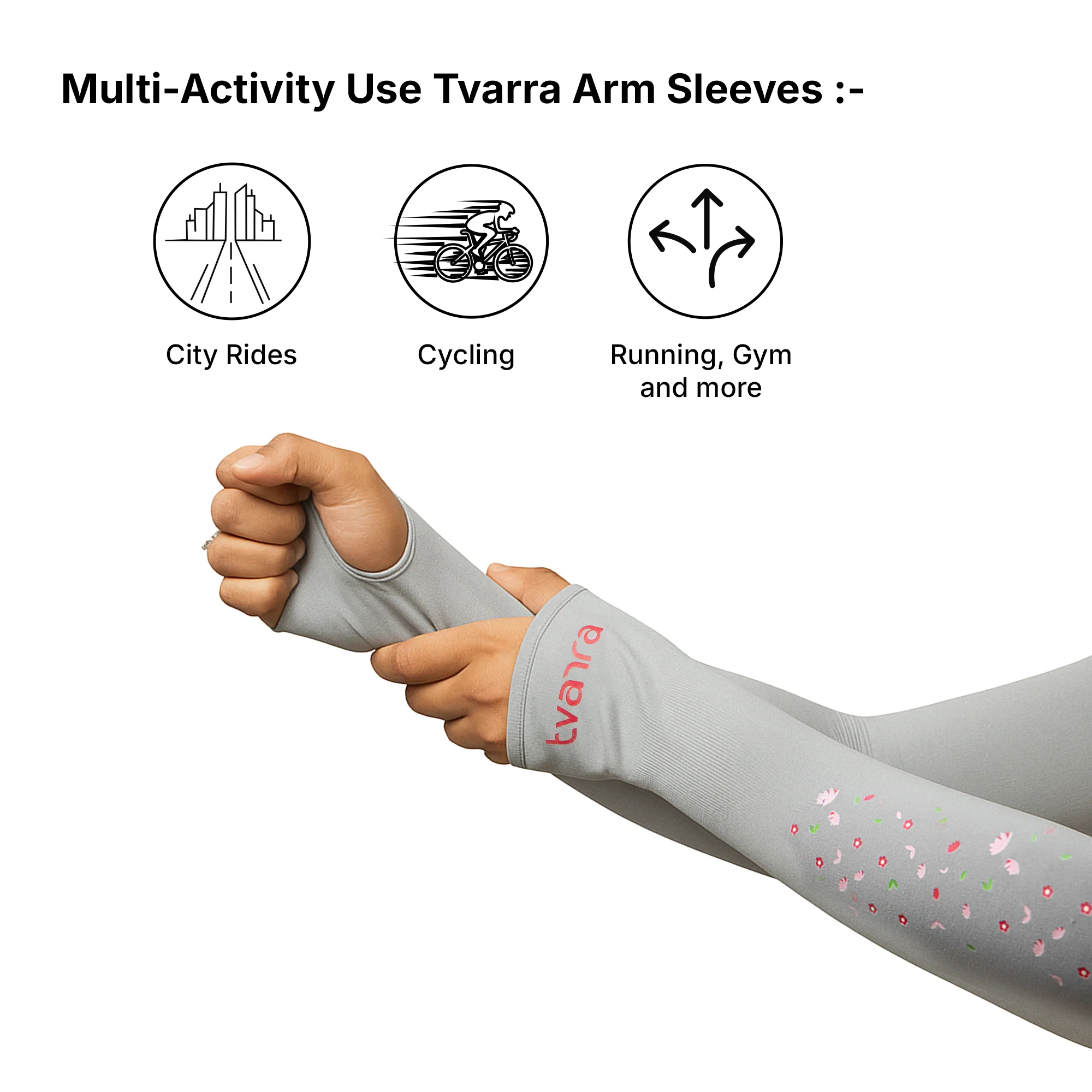 Hand Sleeves For Women | Petals Arm Sleeves - Grey - Image 7