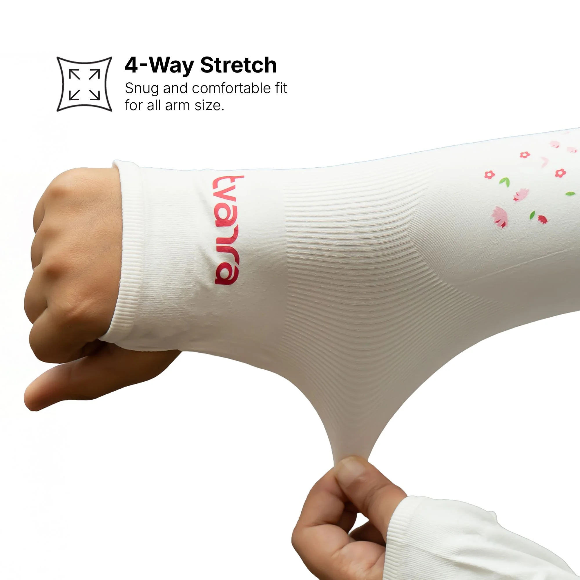 Petals UV Protection Arm Sleeves White | Comfortable Hand Sleeves for Women - Image 4
