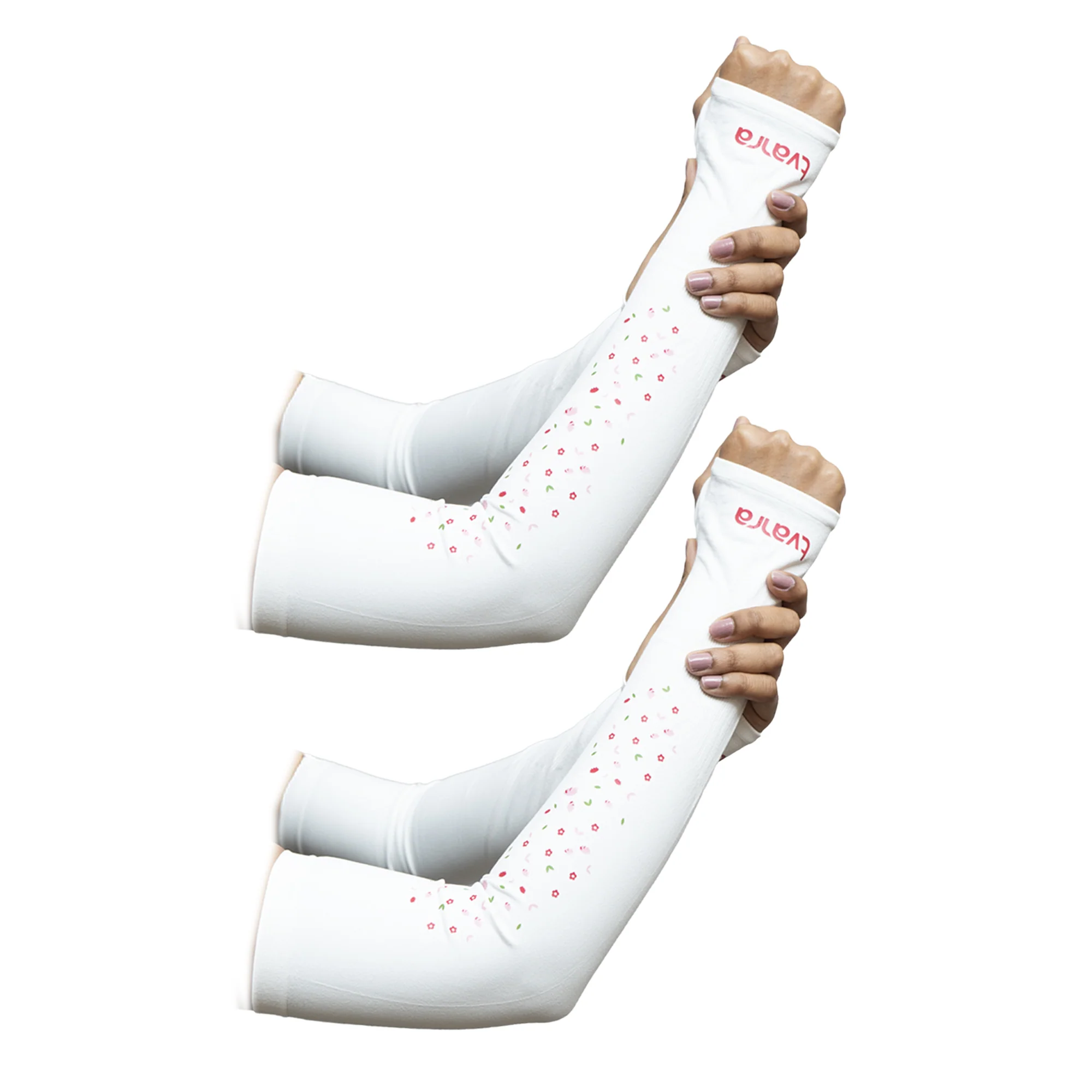 Petals UV Protection Arm Sleeves White | Comfortable Hand Sleeves for Women - Image 8