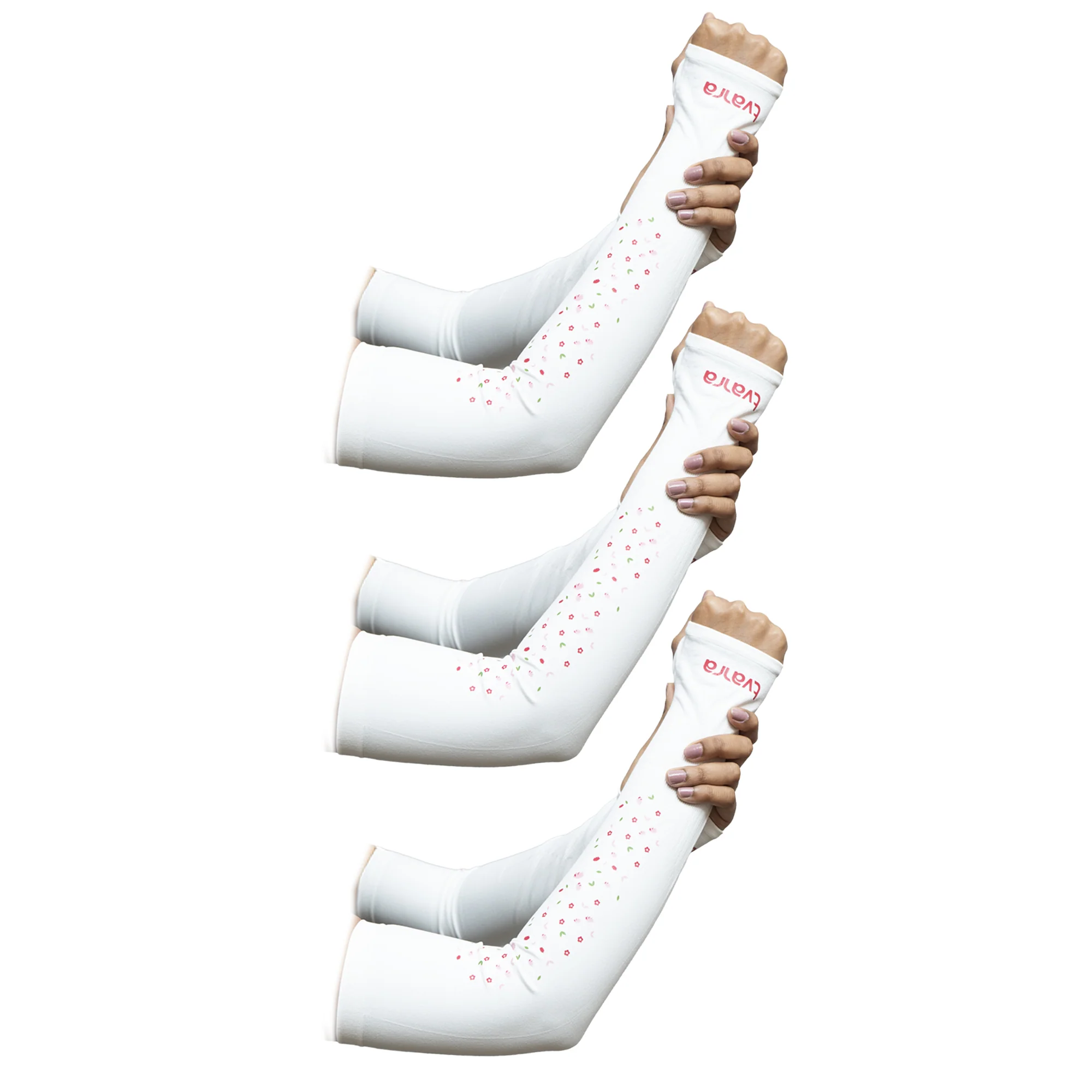 Petals UV Protection Arm Sleeves White | Comfortable Hand Sleeves for Women - Image 9