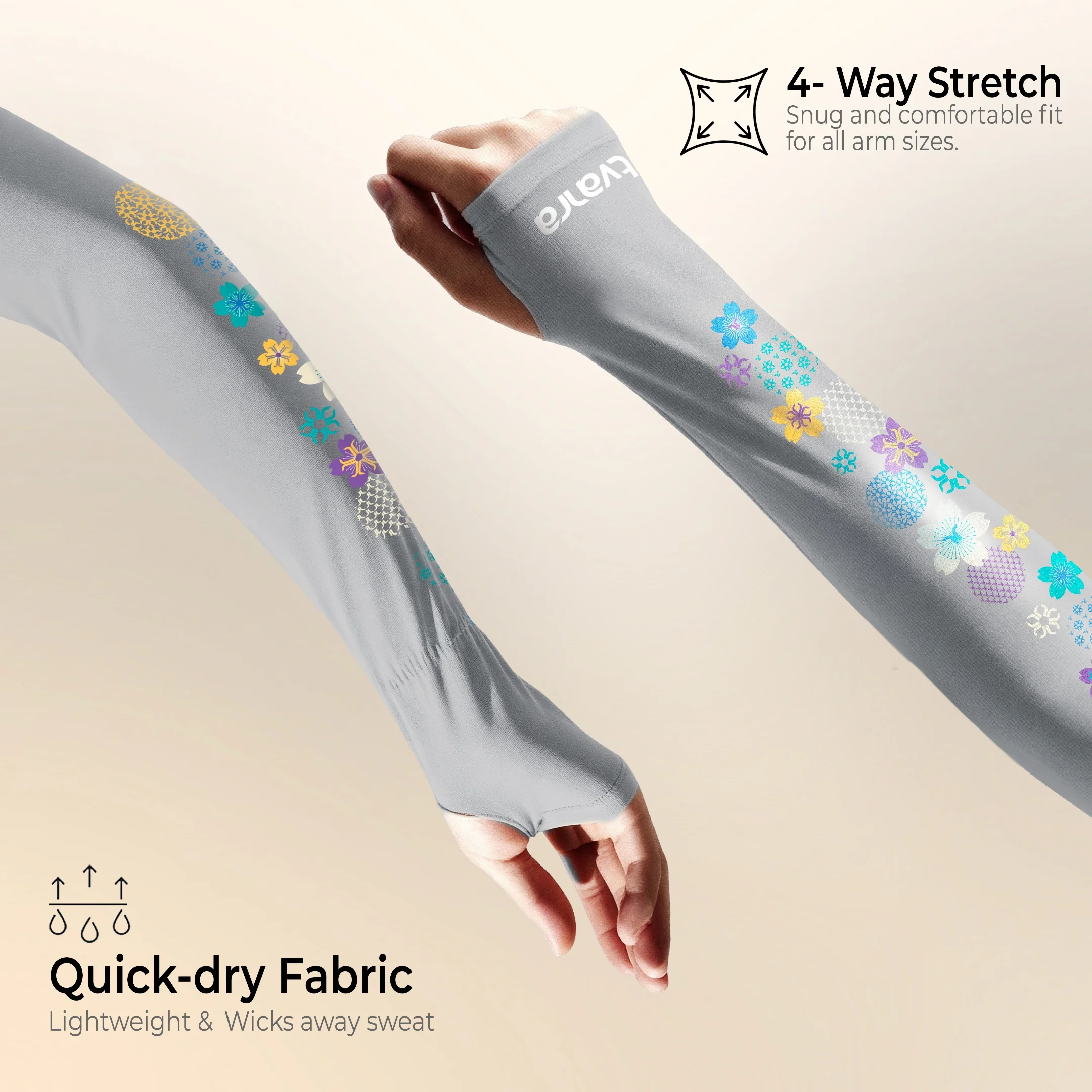 UV Sun Protection Uditaa Arm Sleeves Grey for Women - Image 4