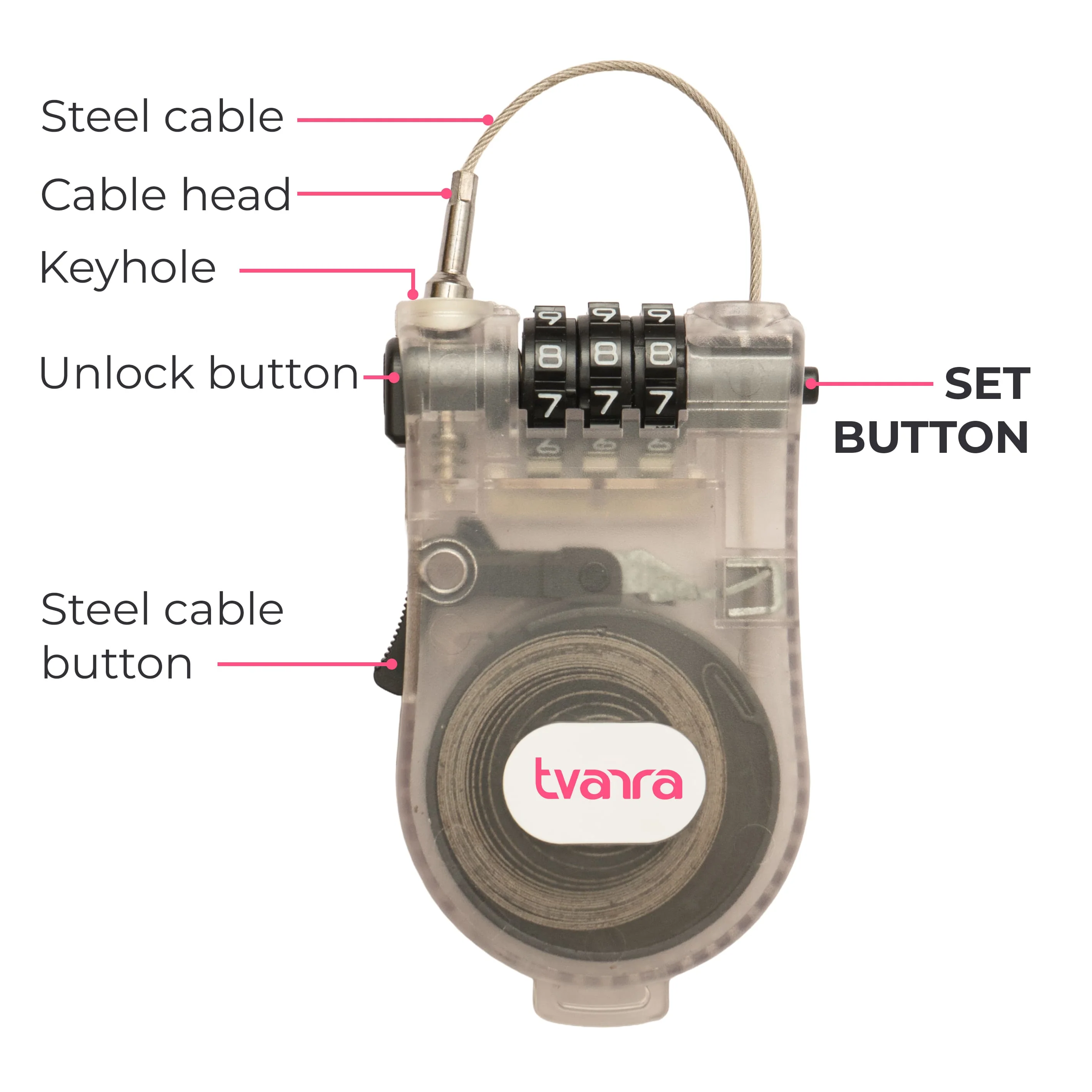 Tvarra Secure Loop Helmet Lock - Clear Core - Image 5